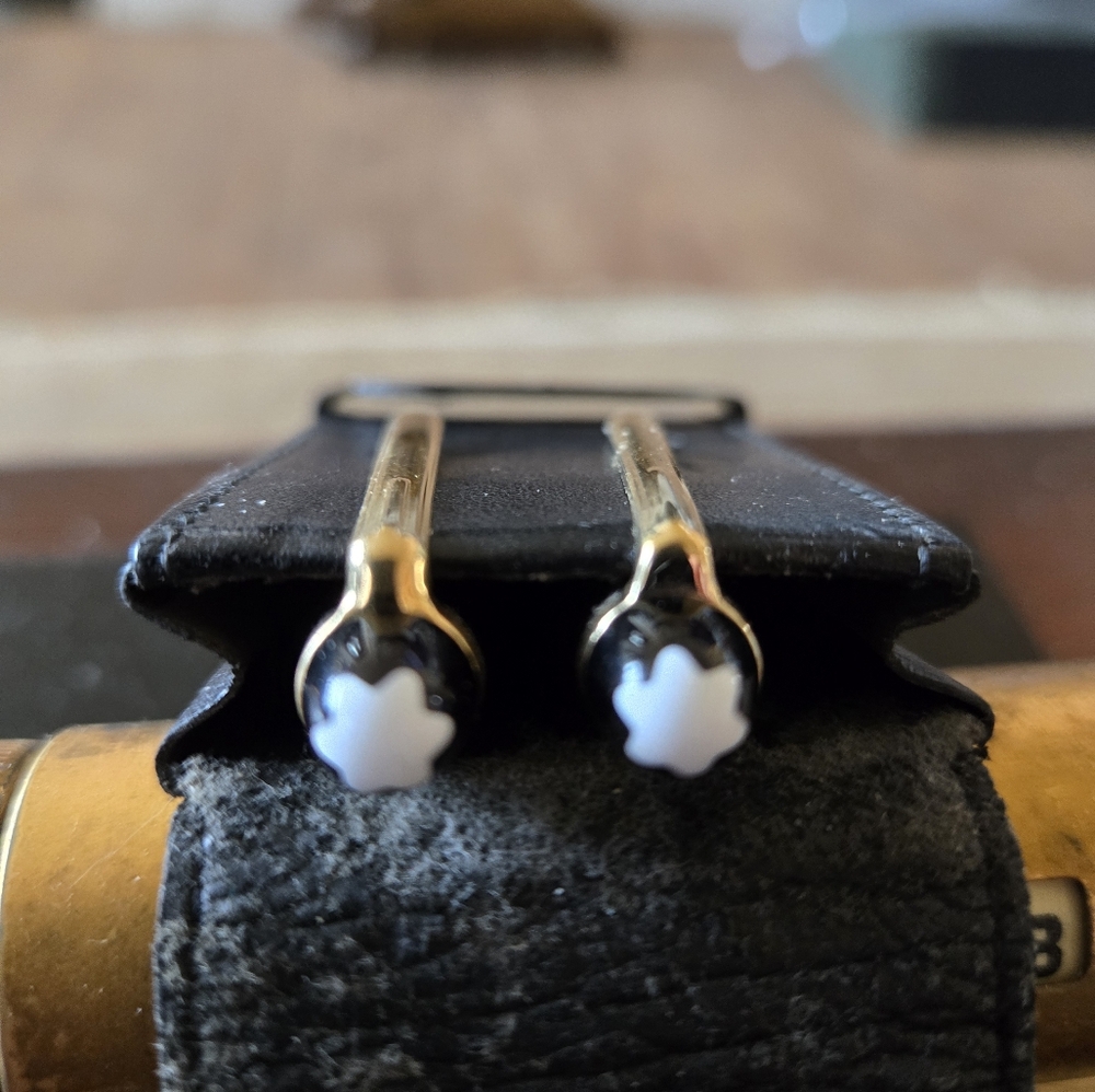 Pair of Montblanc 18k Gold Rollerball/Pencil Instruments, Leather & Wood Boxes - Picture 4 of 7